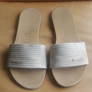 Havaianas Gold Shimmer Slides Sandals